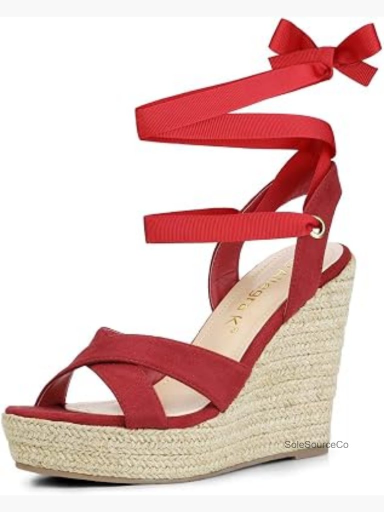 Espadrille Platform Lace Up Wedges Sandals Open Toe Faux Suede